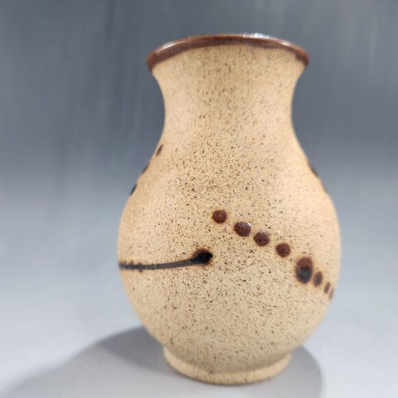 Mini Tonala Vase 4" Brush Holder Studio Pottery Hand Painted Bird Signed Mexico - Picture 6 of 11